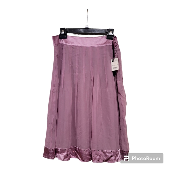 Worthington pleated skirt sz14 in orchid silk satin sequins lined Ballerina - Picture 1 of 11